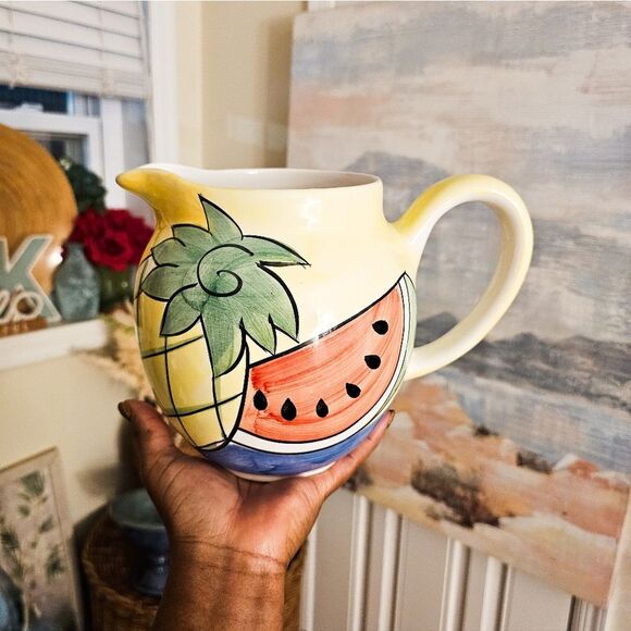 Y2K Hand-Painted Fruit Ceramic Pitcher – 9 Cup Capacity – Glossy Summer Aestheti - Picture 8 of 15